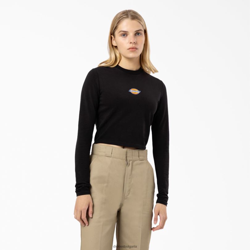 Жени Dickies изрязана тениска с дълъг ръкав и лого на Maple Valley черно (kbk) облекло R2PH82052