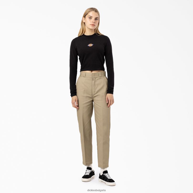 Жени Dickies изрязана тениска с дълъг ръкав и лого на Maple Valley черно (kbk) облекло R2PH82052