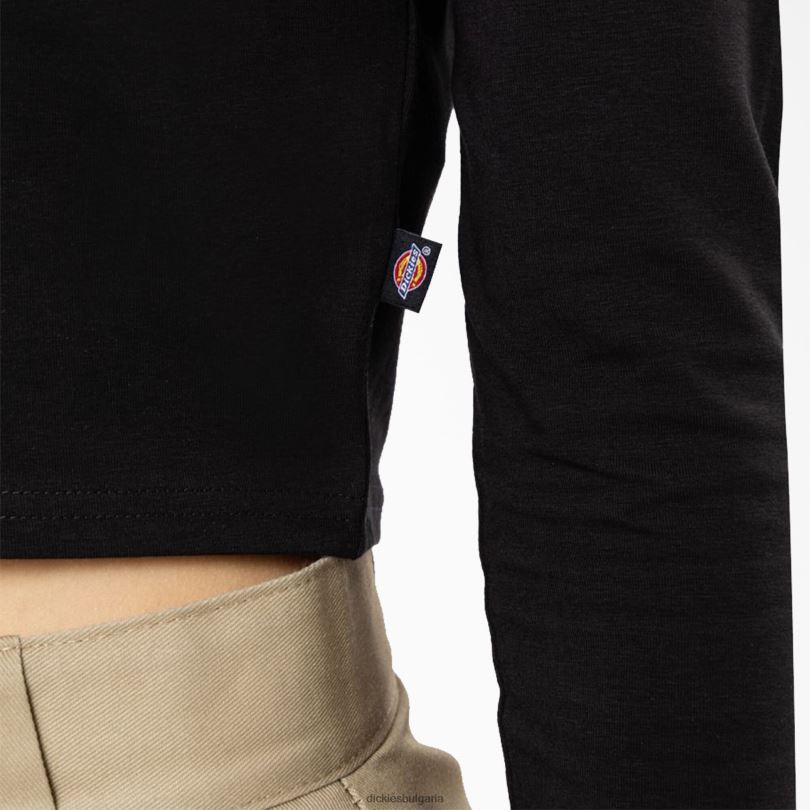Жени Dickies изрязана тениска с дълъг ръкав и лого на Maple Valley черно (kbk) облекло R2PH82052