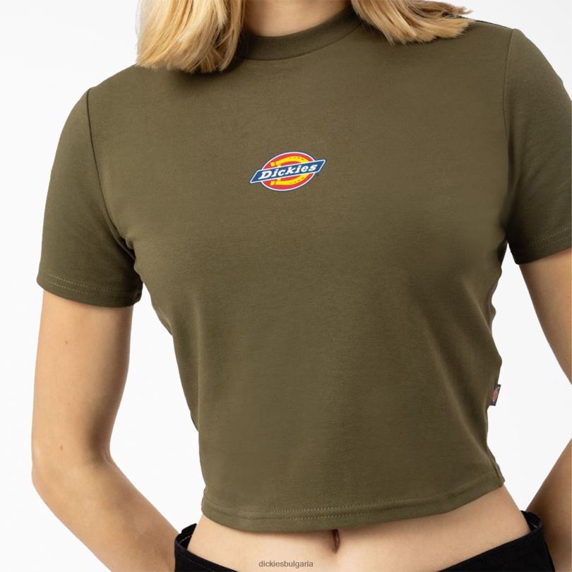 Жени Dickies изрязана тениска с лого на Maple Valley военно зелено (ml) облекло R2PH82098