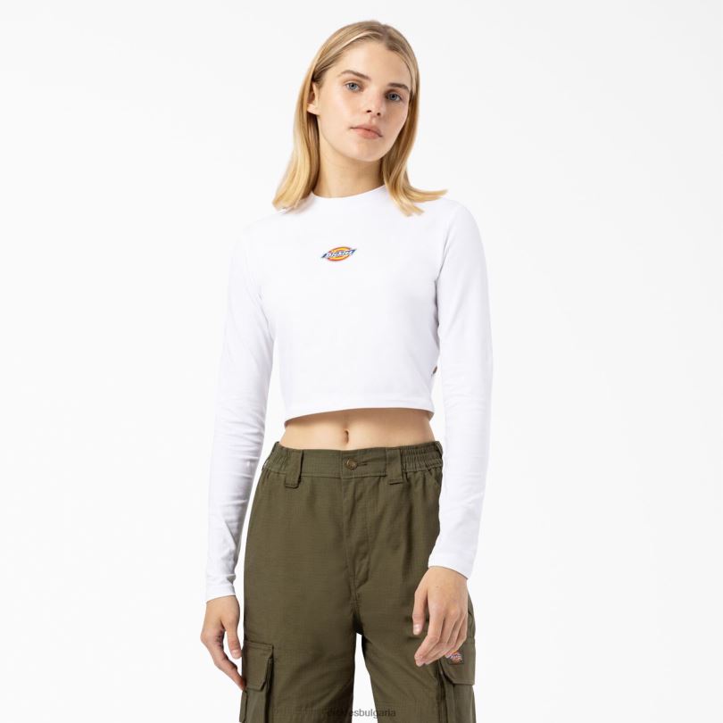 Жени Dickies изрязана тениска с дълъг ръкав и лого на Maple Valley бяло (wh) облекло R2PH82054