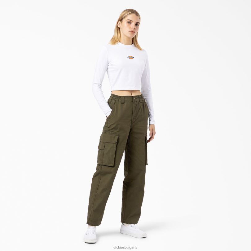 Жени Dickies изрязана тениска с дълъг ръкав и лого на Maple Valley бяло (wh) облекло R2PH82054