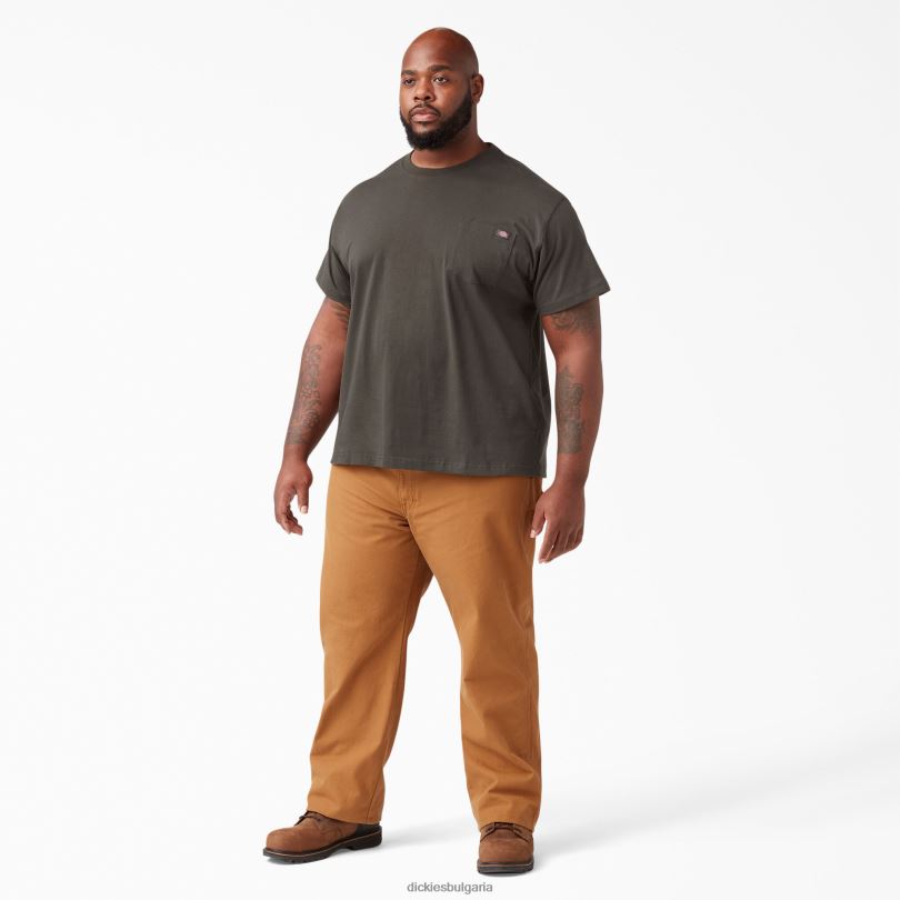 мъже Dickies тежка тениска с къс ръкав черна маслина (бв) облекло R2PH8508