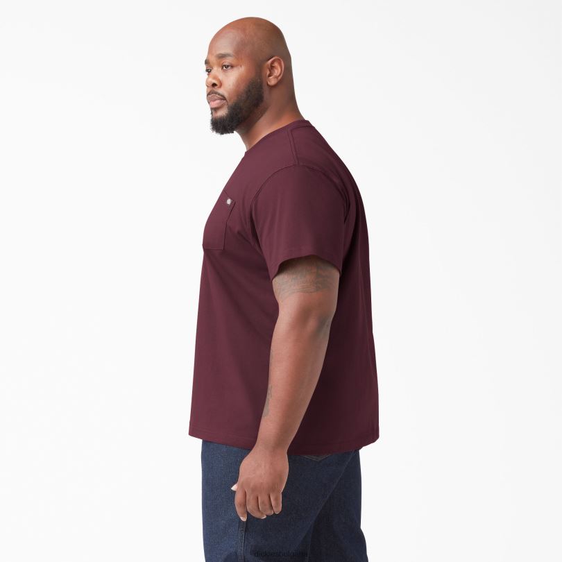 мъже Dickies тежка тениска с къс ръкав бордо (от) облекло R2PH8509