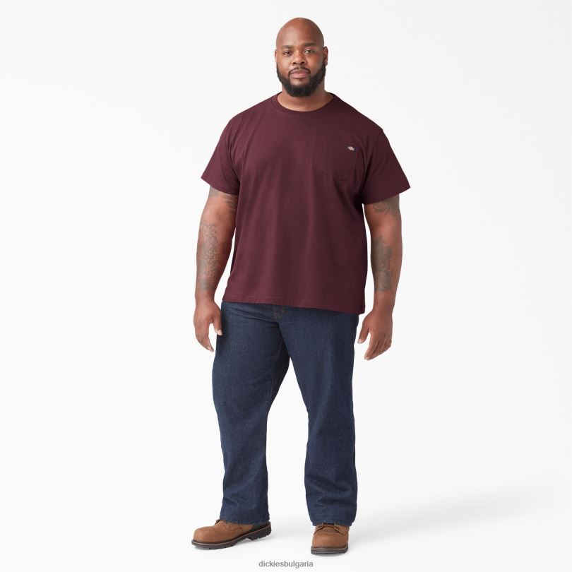 мъже Dickies тежка тениска с къс ръкав бордо (от) облекло R2PH8509
