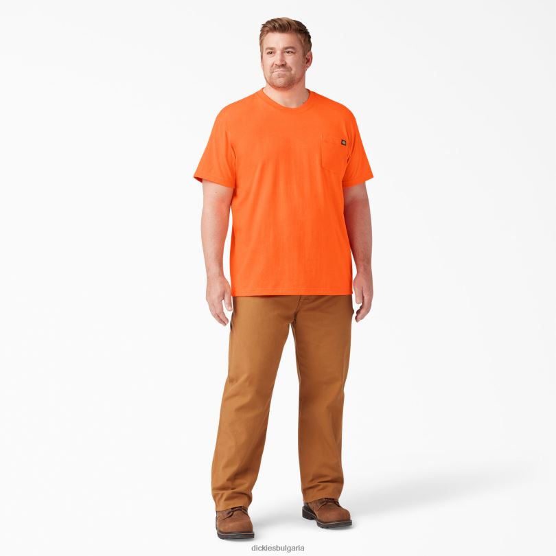 мъже Dickies неонова тежка тениска с къс ръкав ярко оранжево (бод) облекло R2PH8570
