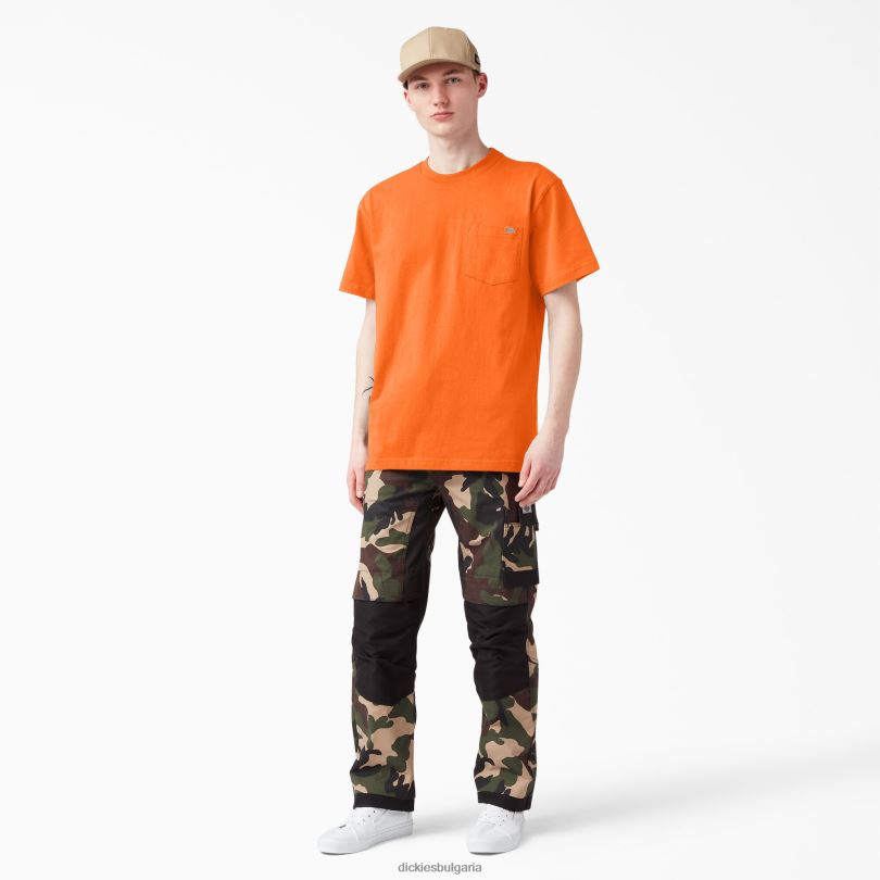 мъже Dickies неонова тежка тениска с къс ръкав ярко оранжево (бод) облекло R2PH8570