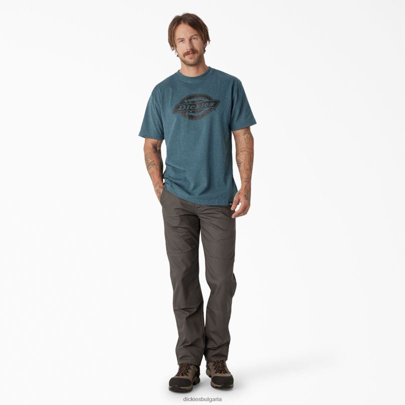 мъже Dickies тениска с тежко лого с къс ръкав балтийско синьо (пъпка) облекло R2PH8737
