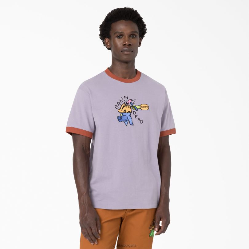 мъже Dickies бродирана тениска с мозъчна смърт лилаво (пр) облекло R2PH8759