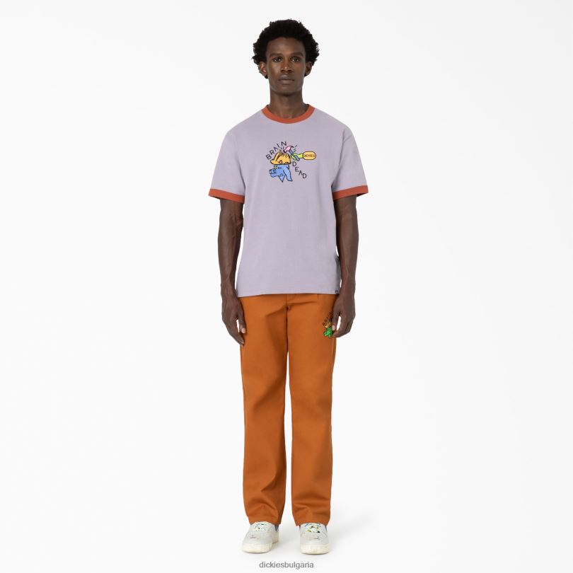 мъже Dickies бродирана тениска с мозъчна смърт лилаво (пр) облекло R2PH8759