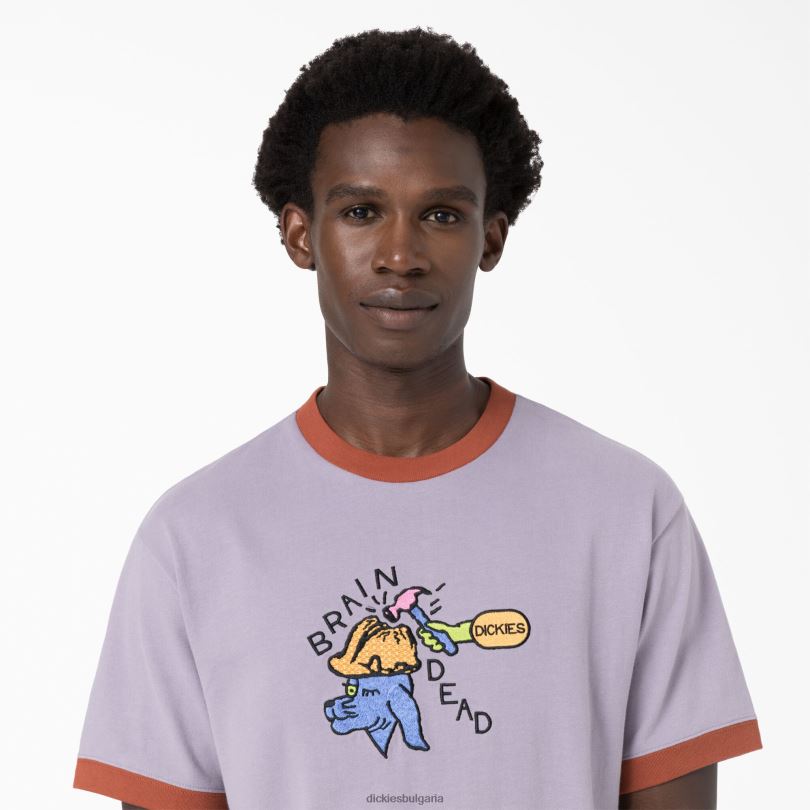 мъже Dickies бродирана тениска с мозъчна смърт лилаво (пр) облекло R2PH8759