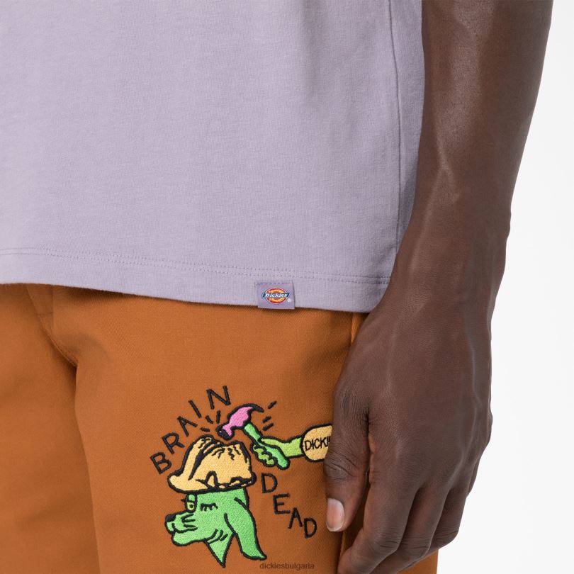 мъже Dickies бродирана тениска с мозъчна смърт лилаво (пр) облекло R2PH8759