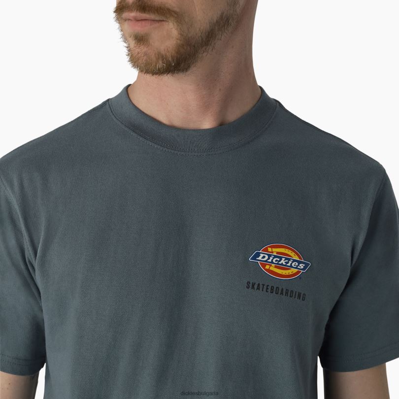 мъже Dickies скейтборд стандартна тениска с лого на гърдите линкълн грийн (лн) облекло R2PH8861
