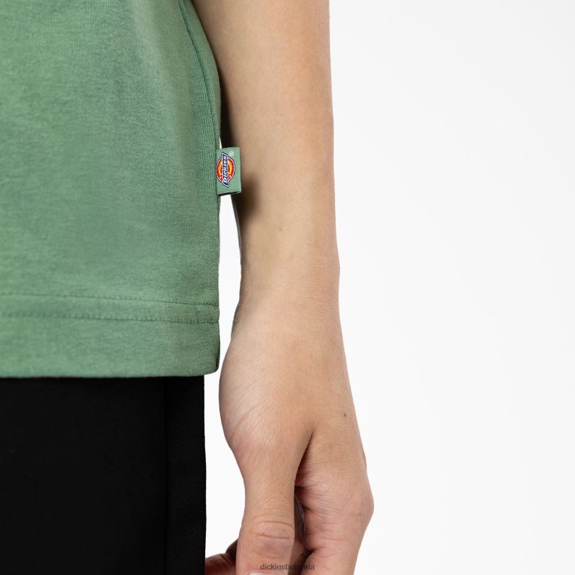 Жени Dickies тениска с къс ръкав Summerdale тъмен бръшлян (d2i) облекло R2PH81978