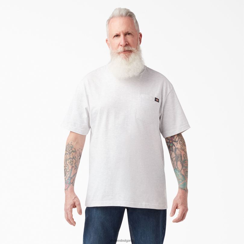 мъже Dickies лека тениска с джоб с къс ръкав пепеляво сиво (ag) облекло R2PH8572