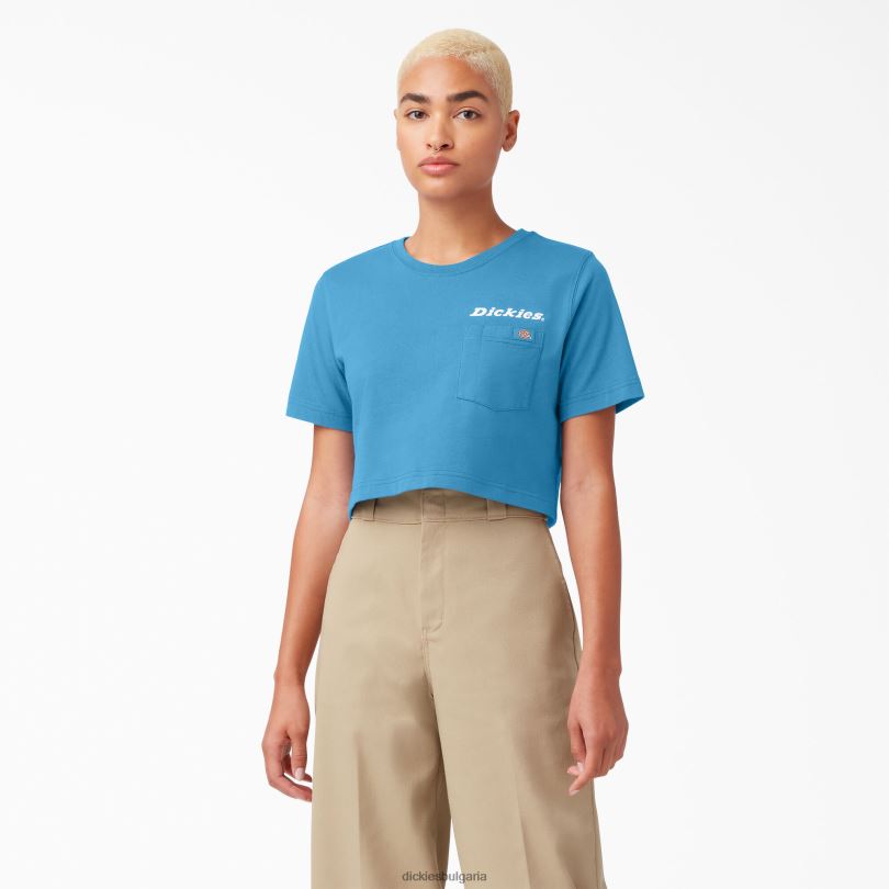 Жени Dickies графична изрязана тениска ярък кобалт (b2t) облекло R2PH82148