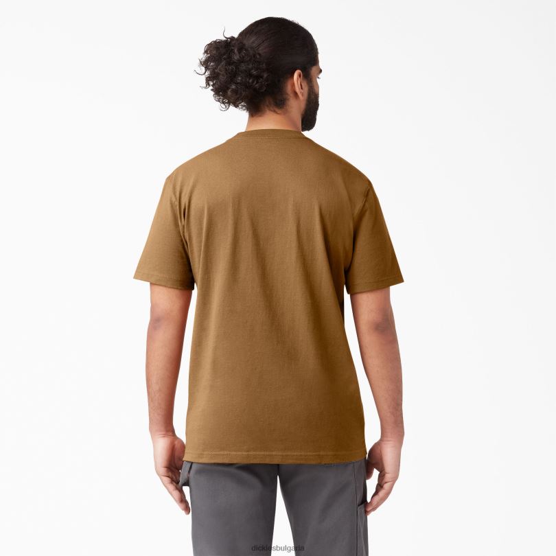 мъже Dickies тежка тениска с къс ръкав кафява патица (bd) облекло R2PH8505