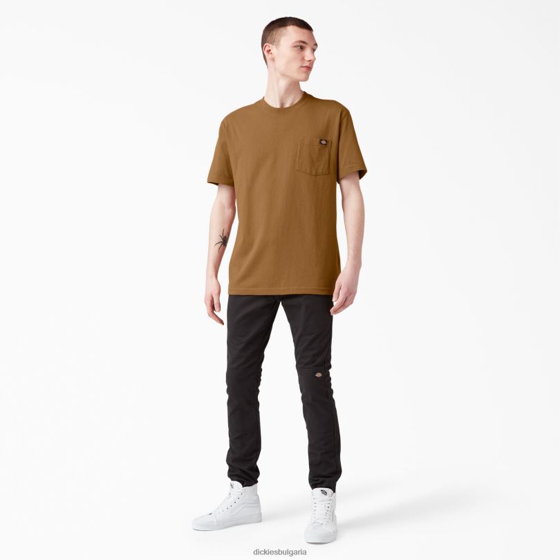 мъже Dickies тежка тениска с къс ръкав кафява патица (bd) облекло R2PH8505