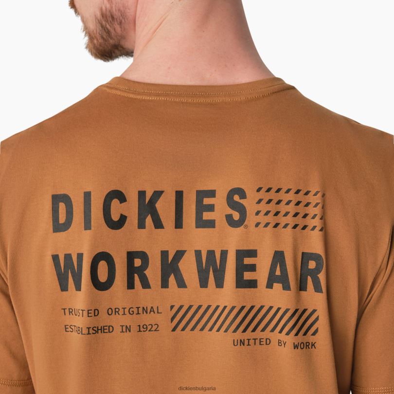 мъже Dickies графична тениска с охлаждаща производителност кафява патица (bd) облекло R2PH8900
