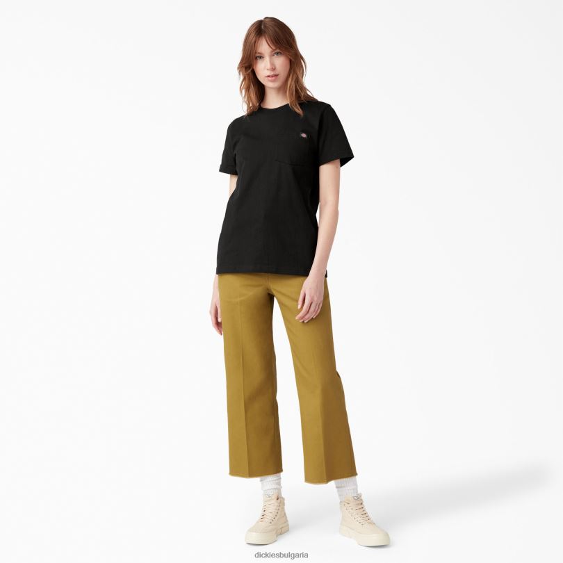 Жени Dickies тежка тениска с къс ръкав черно (bk) облекло R2PH81954