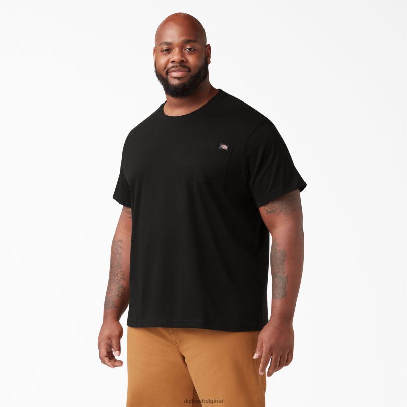мъже Dickies лека тениска с джоб с къс ръкав черно (bk) облекло R2PH8573