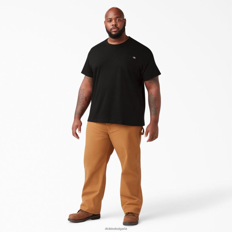 мъже Dickies лека тениска с джоб с къс ръкав черно (bk) облекло R2PH8573