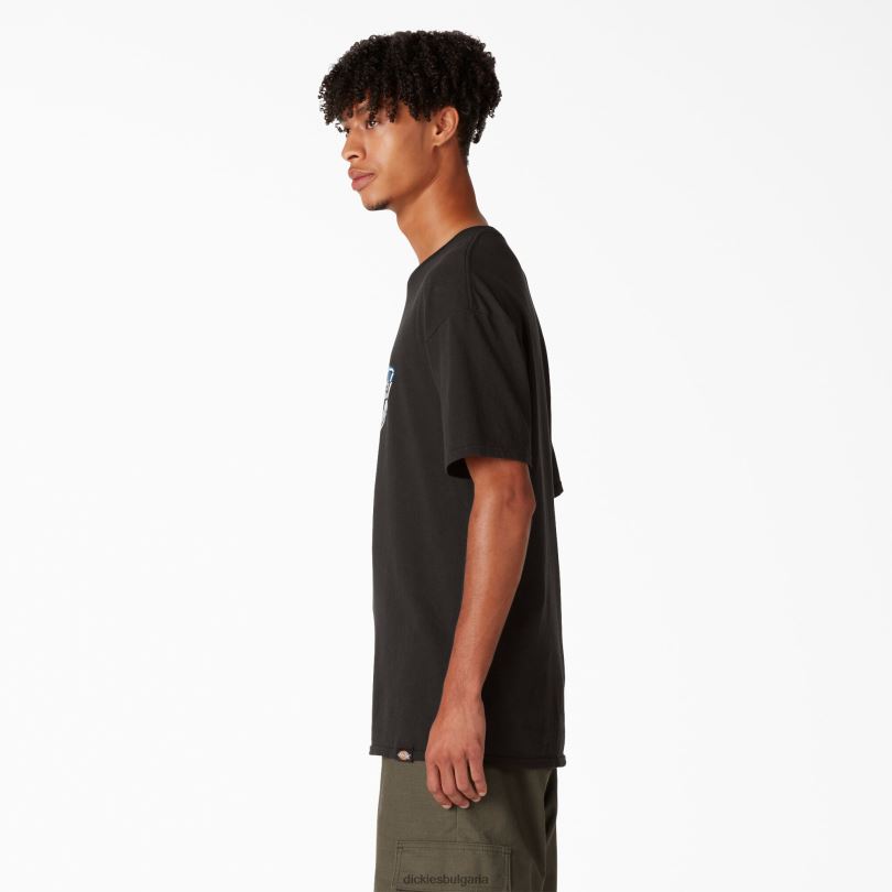 мъже Dickies тениска със скейтборд и графична тениска черно (bk) облекло R2PH8833