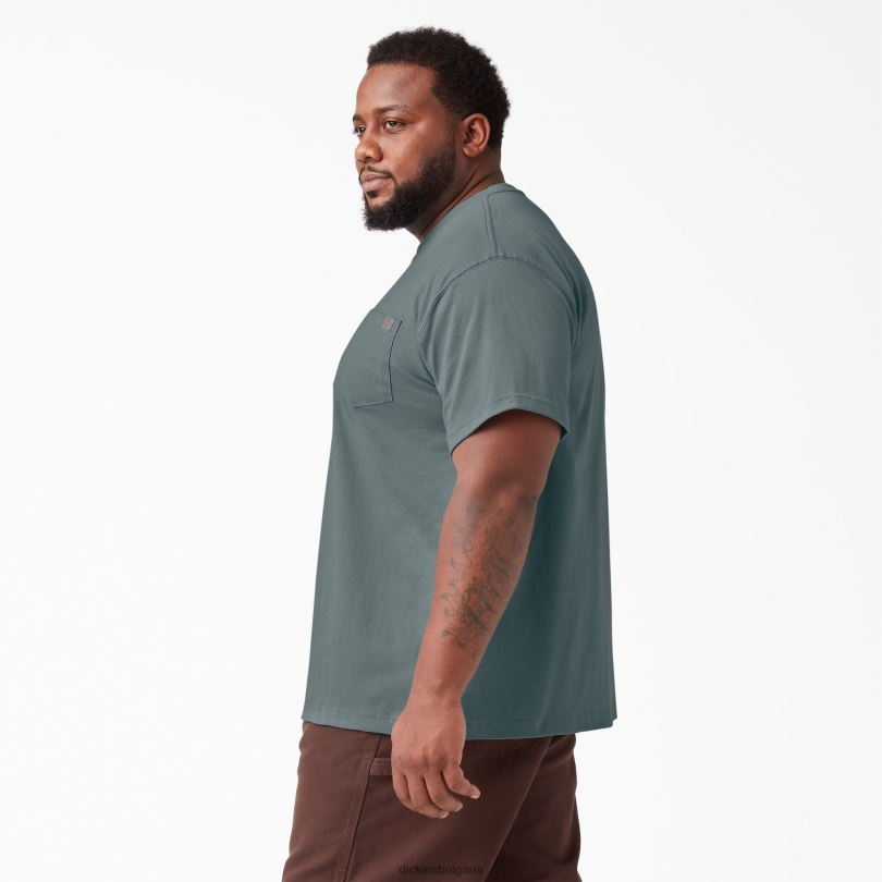 мъже Dickies тежка тениска с къс ръкав опушено синьо (bm) облекло R2PH8507