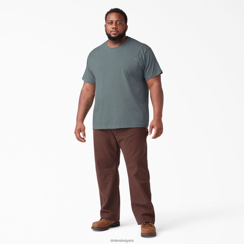 мъже Dickies тежка тениска с къс ръкав опушено синьо (bm) облекло R2PH8507