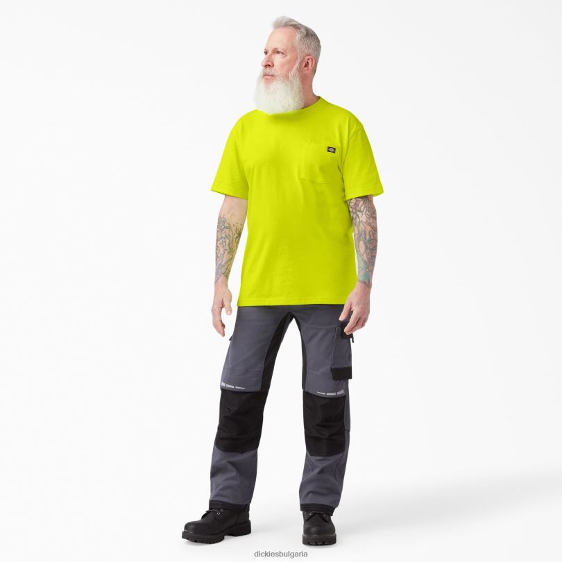 мъже Dickies неонова тежка тениска с къс ръкав ярко жълто (bwd) облекло R2PH8571