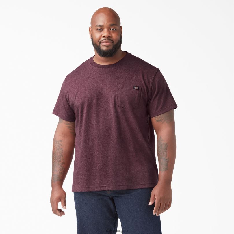 мъже Dickies тежка тениска с къс ръкав бордо (byd) облекло R2PH8526