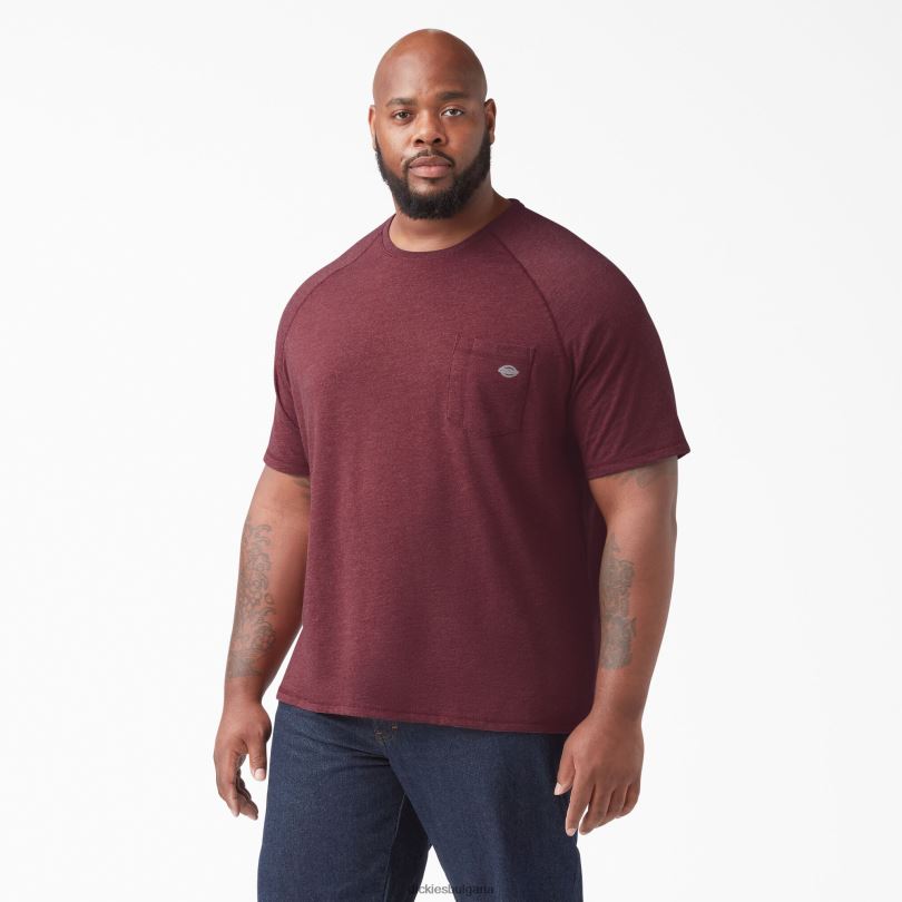 мъже Dickies охлаждаща тениска с къс ръкав бордо хедър (byh) облекло R2PH8539