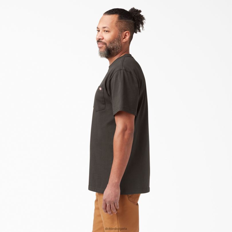 мъже Dickies тежка тениска с къс ръкав шоколадово кафяво (cb) облекло R2PH8510