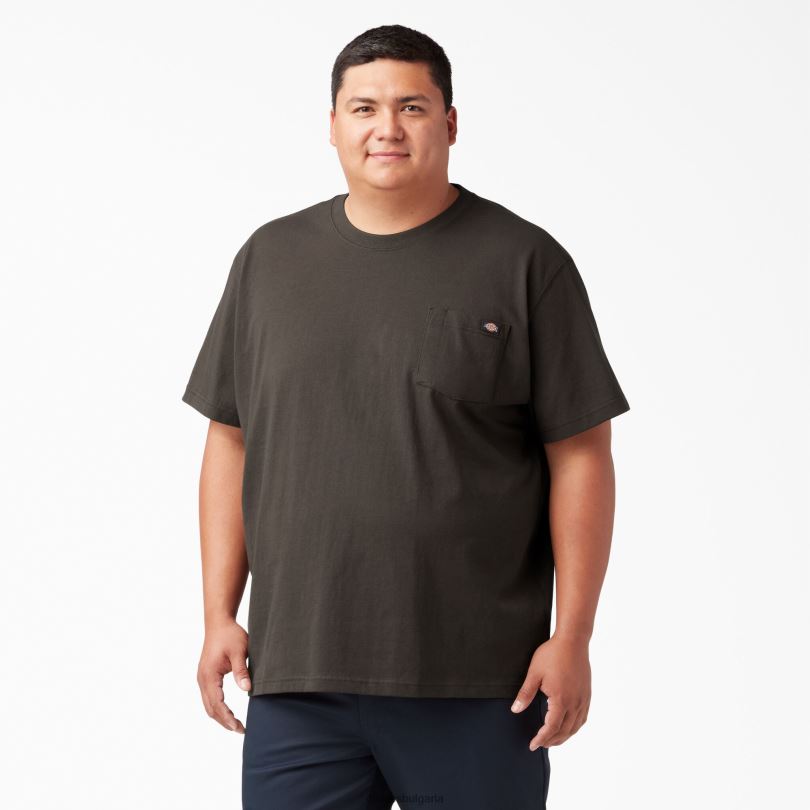 мъже Dickies тежка тениска с къс ръкав шоколадово кафяво (cb) облекло R2PH8510