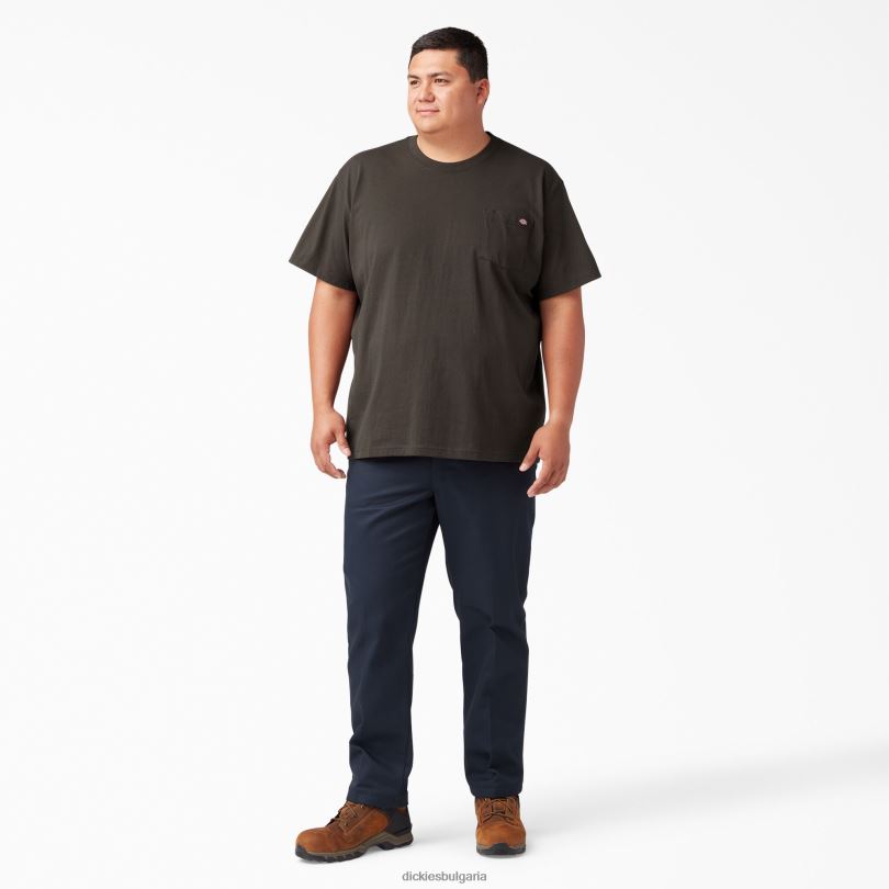 мъже Dickies тежка тениска с къс ръкав шоколадово кафяво (cb) облекло R2PH8510