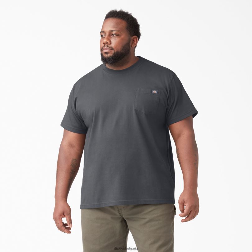 мъже Dickies тежка тениска с къс ръкав въглен сиво (ch) облекло R2PH8511