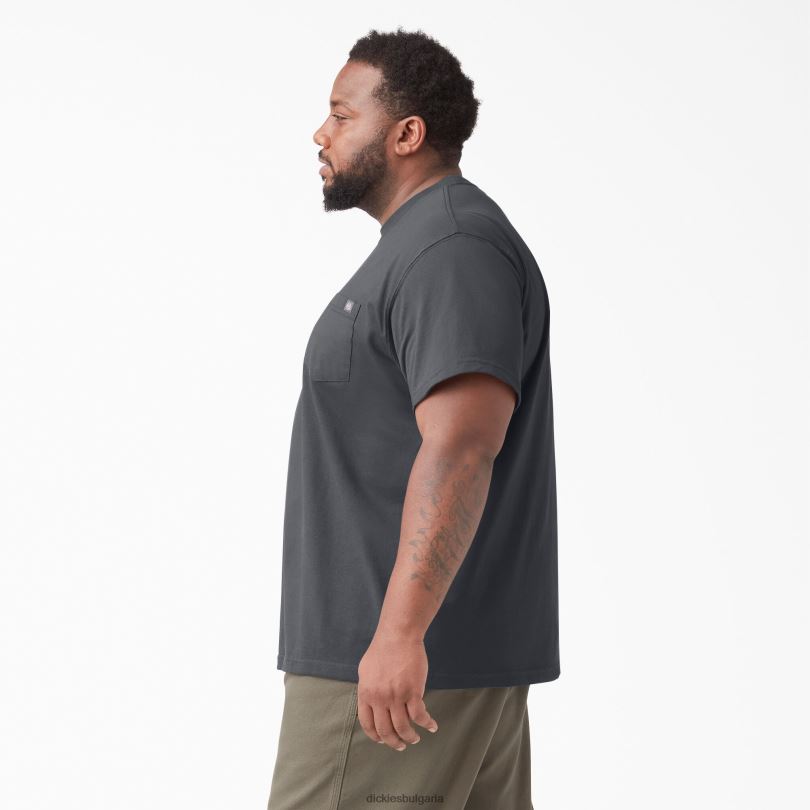 мъже Dickies тежка тениска с къс ръкав въглен сиво (ch) облекло R2PH8511