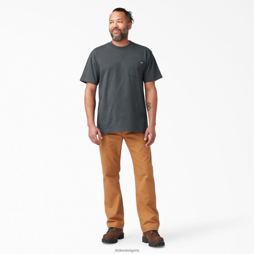 мъже Dickies тежка тениска с къс ръкав въглен сиво (ch) облекло R2PH8511