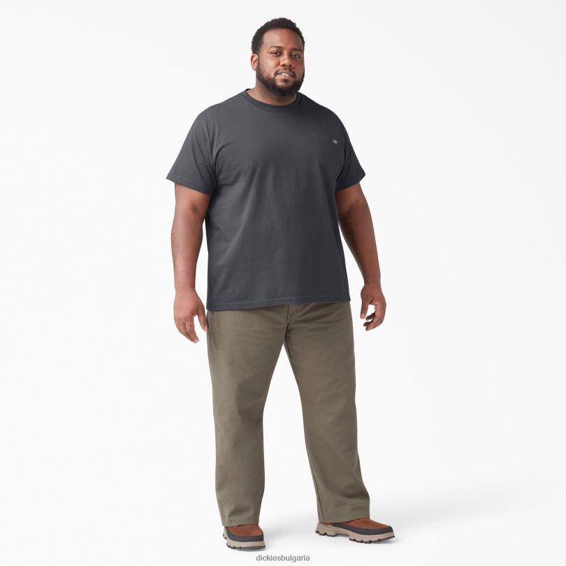 мъже Dickies тежка тениска с къс ръкав въглен сиво (ch) облекло R2PH8511