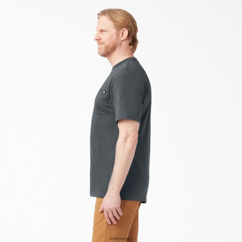 мъже Dickies лека тениска с джоб с къс ръкав въглен сиво (ch) облекло R2PH8574