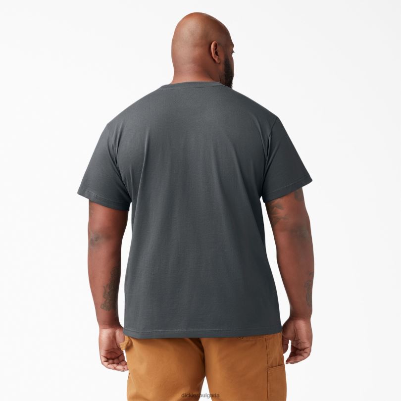 мъже Dickies лека тениска с джоб с къс ръкав въглен сиво (ch) облекло R2PH8574