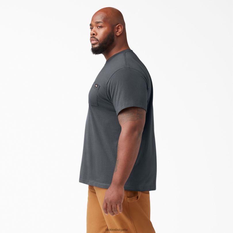 мъже Dickies лека тениска с джоб с къс ръкав въглен сиво (ch) облекло R2PH8574