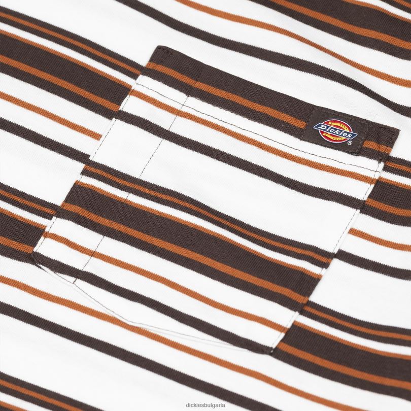 мъже Dickies спокойна тениска с джобове на райета шоколадово кафяво райе (csr) облекло R2PH8744
