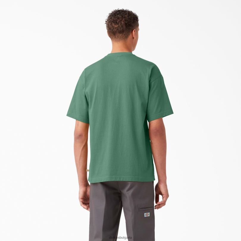 мъже Dickies тениска с джоб с лого на гърдите тъмен бръшлян (d2i) облекло R2PH8893