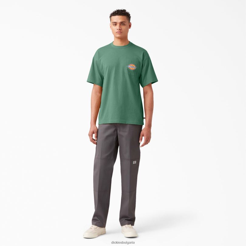 мъже Dickies тениска с джоб с лого на гърдите тъмен бръшлян (d2i) облекло R2PH8893