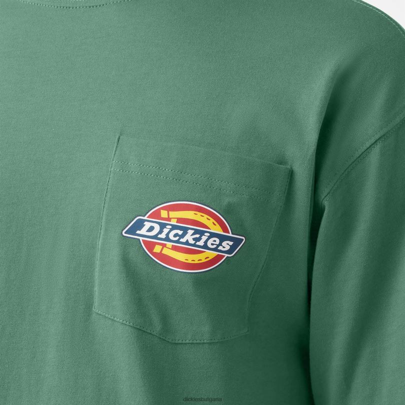 мъже Dickies тениска с джоб с лого на гърдите тъмен бръшлян (d2i) облекло R2PH8893