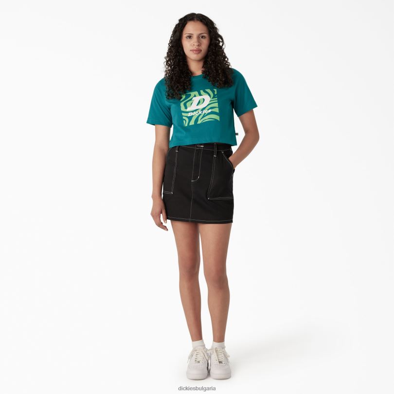 Жени Dickies изрязана тениска със зебра дълбоко езеро (dl2) облекло R2PH82192