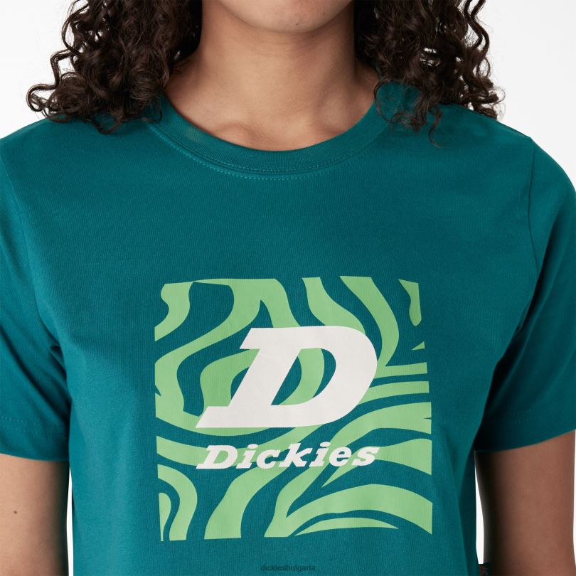 Жени Dickies изрязана тениска със зебра дълбоко езеро (dl2) облекло R2PH82192