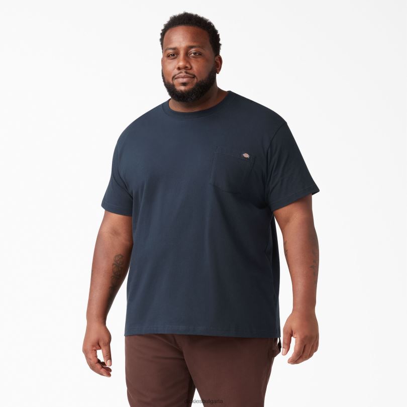 мъже Dickies лека тениска с джоб с къс ръкав тъмно синьо (dn) облекло R2PH8575