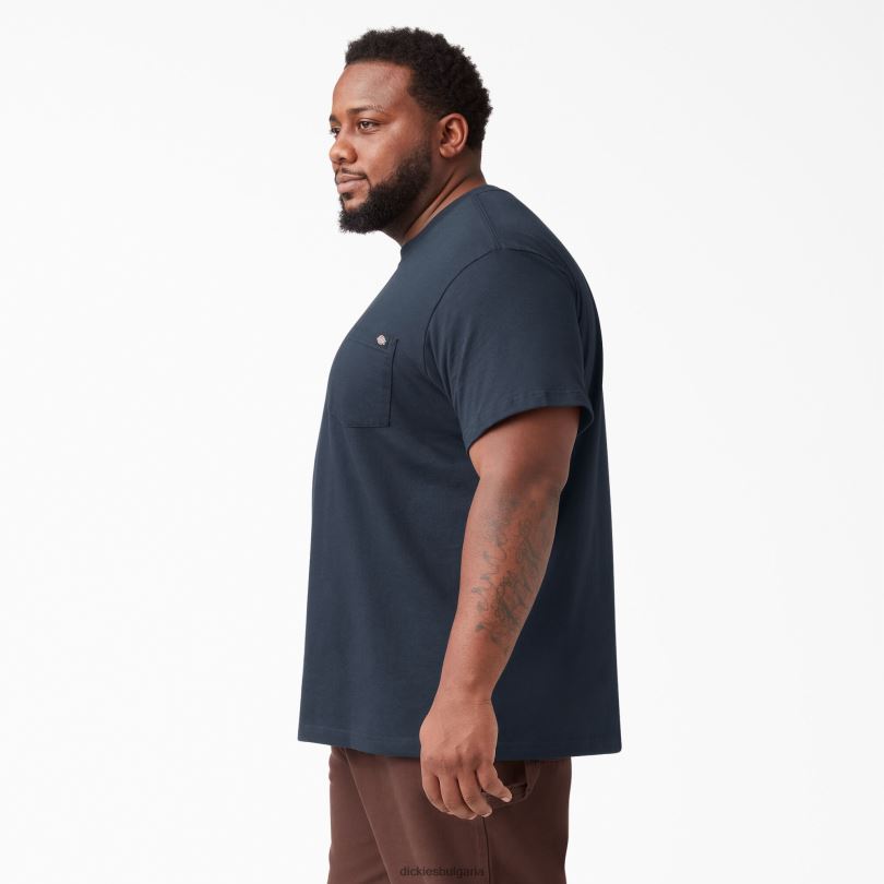 мъже Dickies лека тениска с джоб с къс ръкав тъмно синьо (dn) облекло R2PH8575